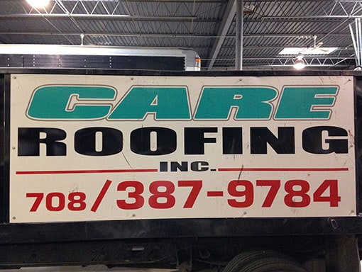 care roofing sign
